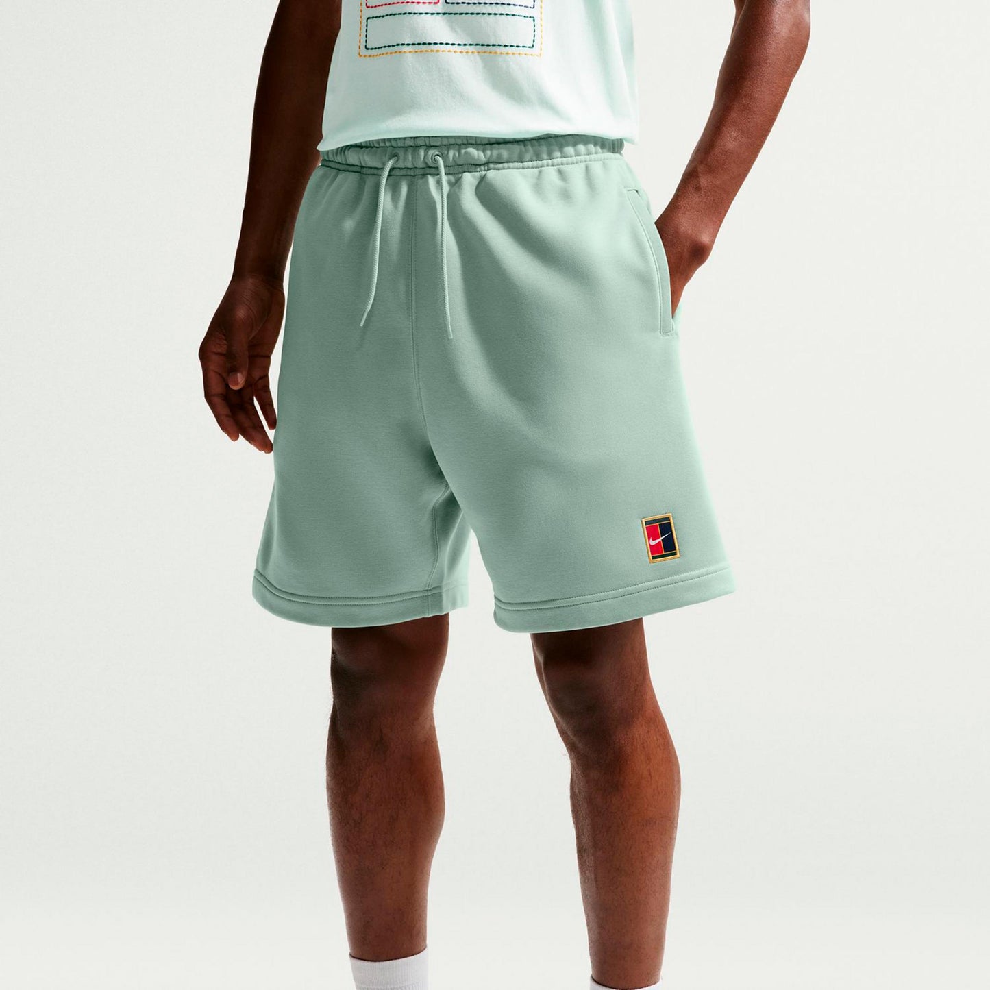 Nike Court Dri-Fit Heritage Fleece Shorts Heren - grijsgroen