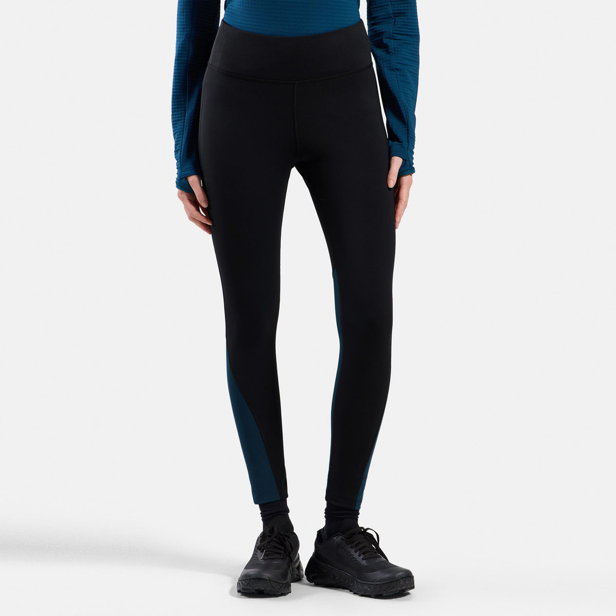 Odlo Essential Thermal  Collant de course Femmes - noir, bleu petrol