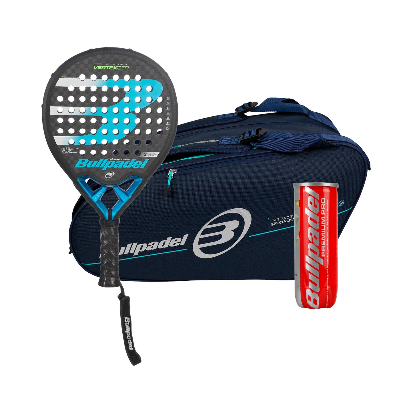 Bullpadel Pack de 3 Vertex 2 CTR  plus sac de raquettes, + tube de balles