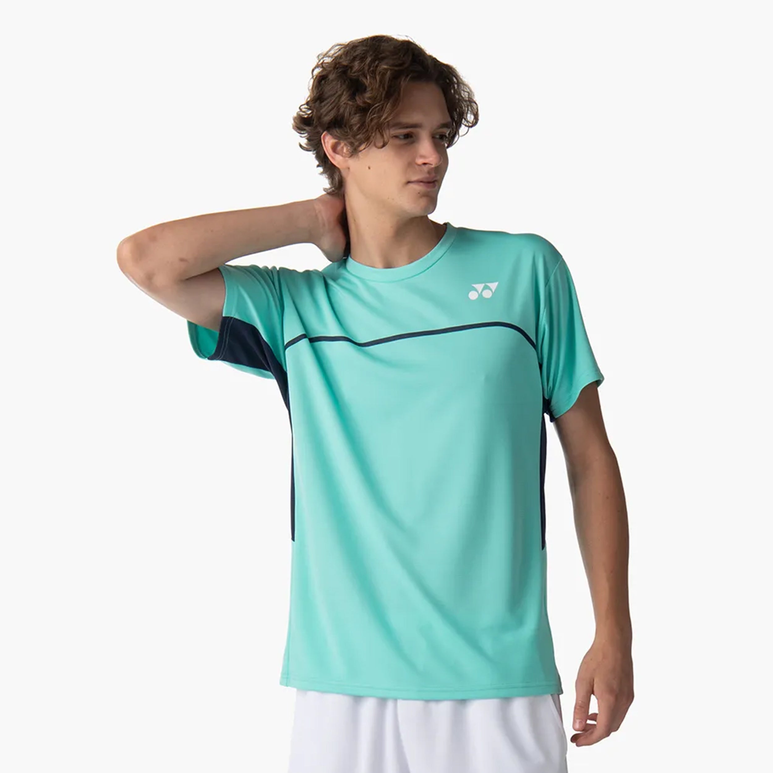 Yonex Crew Neck T-shirt Hommes - menthe, bleu foncé