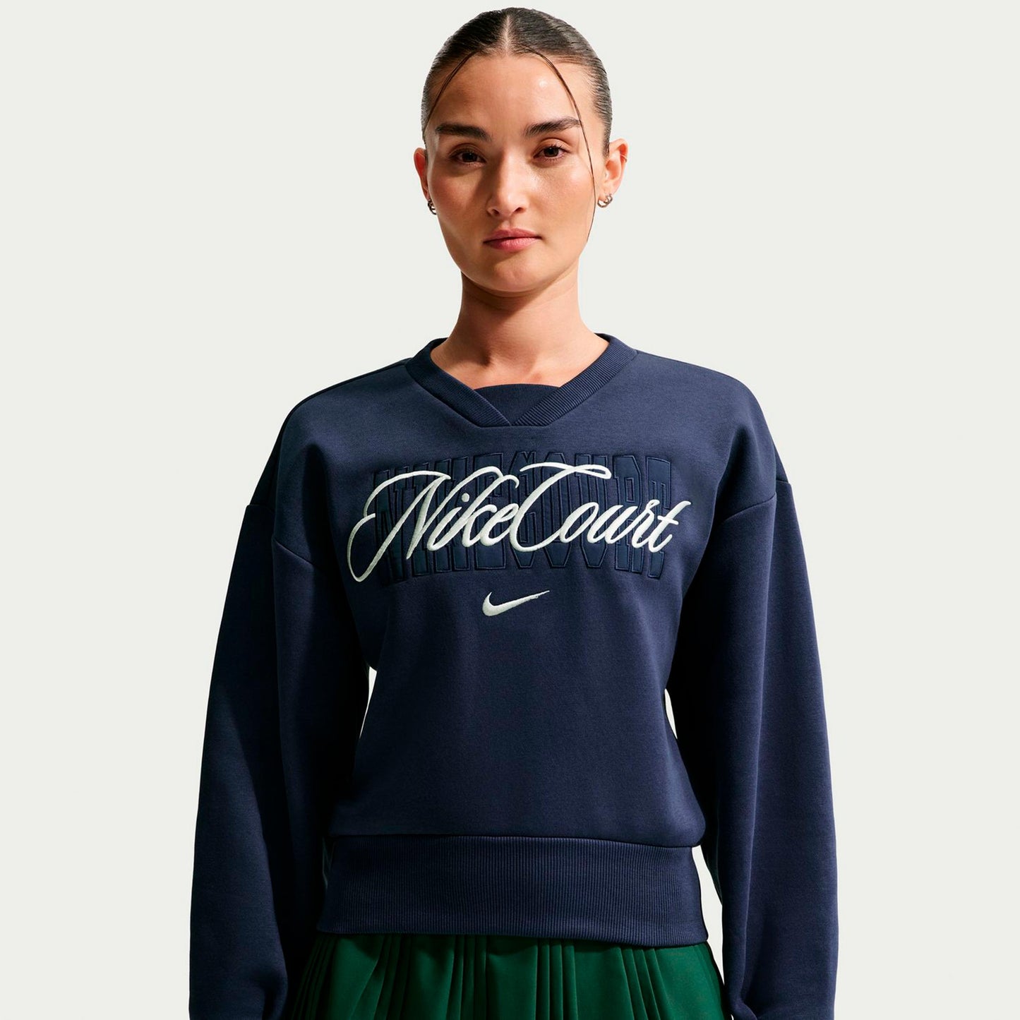 Nike Court Fleece Crew Sweatshirt Dames-donkerblauw, crème