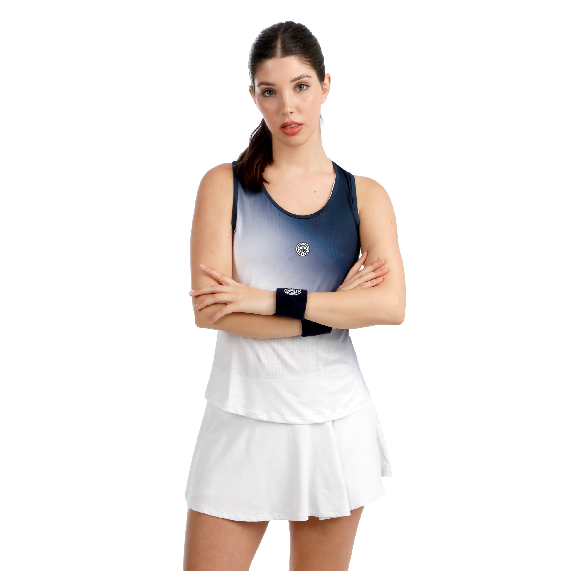 BIDI BADU Crew Racerback Débardeur tank top Femmes-bleu foncé, blanc