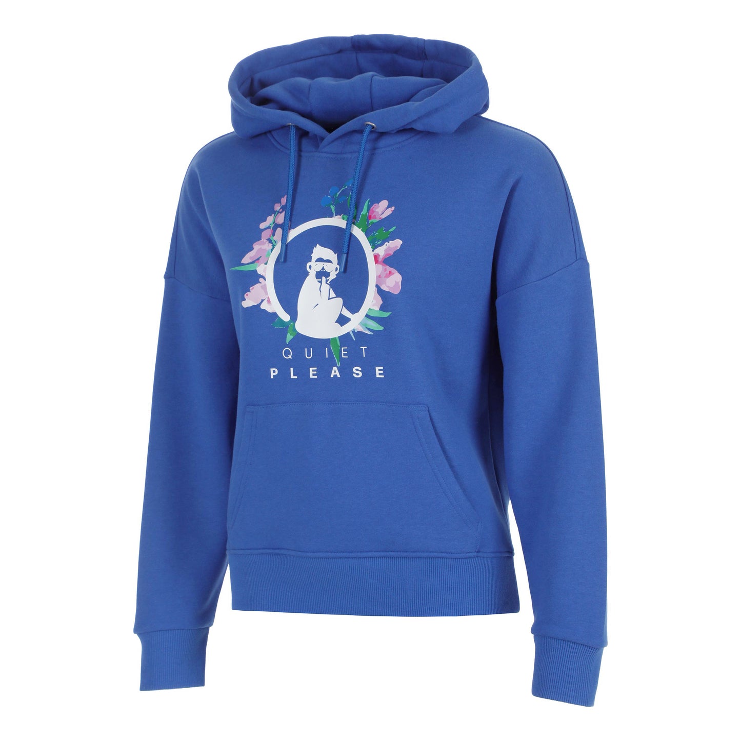 Quiet Please Crush Flower Logo Sweat à capuche Femmes-bleu, blanc
