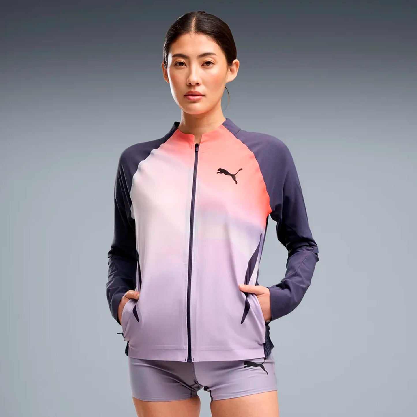 Puma Lightspeed Ultraweave Graphic  Veste running Femmes - gris, orange