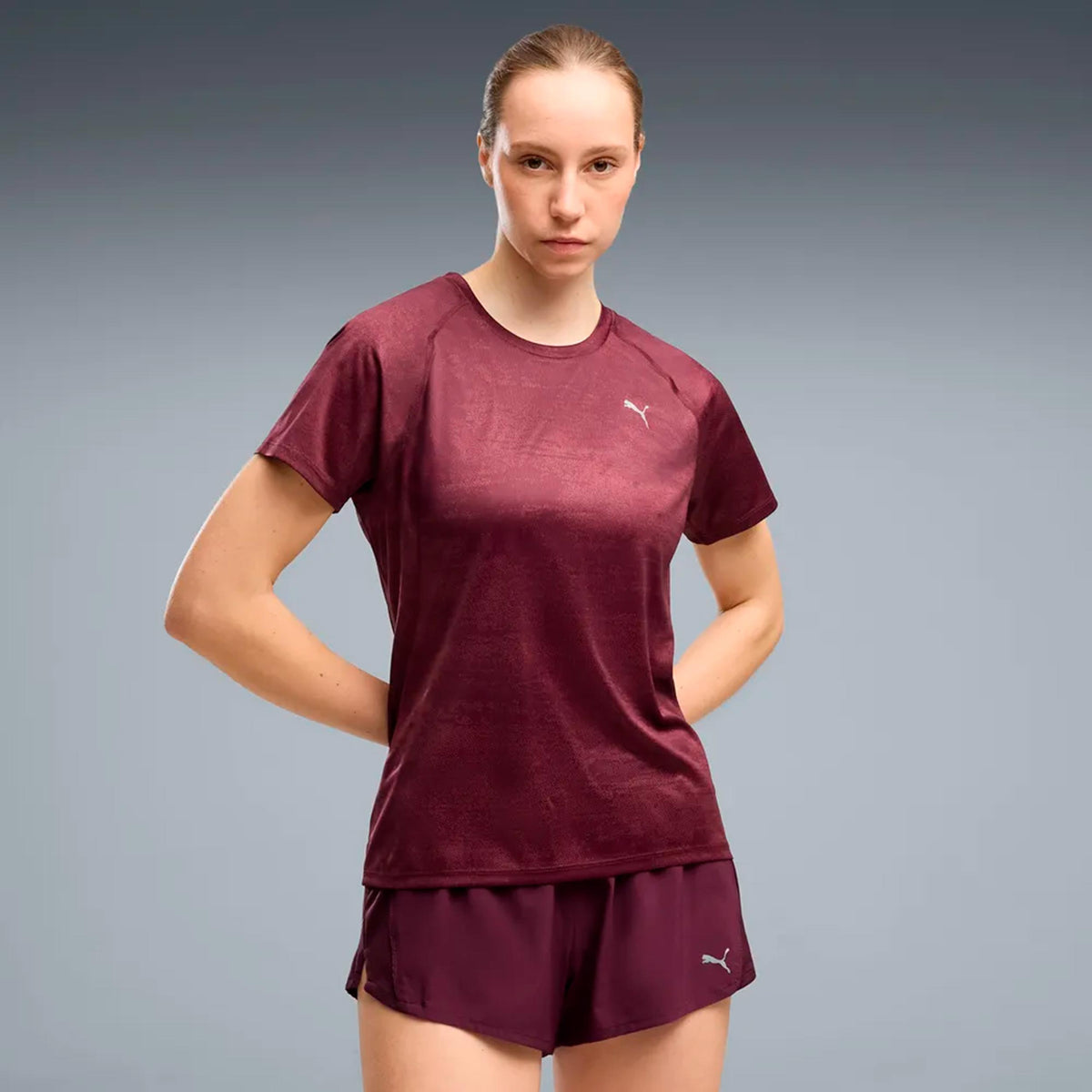 Puma Velocity AOP  Hardloopshirt Dames - donkerrood