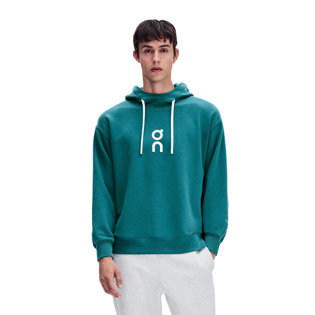 On Club Sweat à capuche Hommes - bleu petrol, blanc