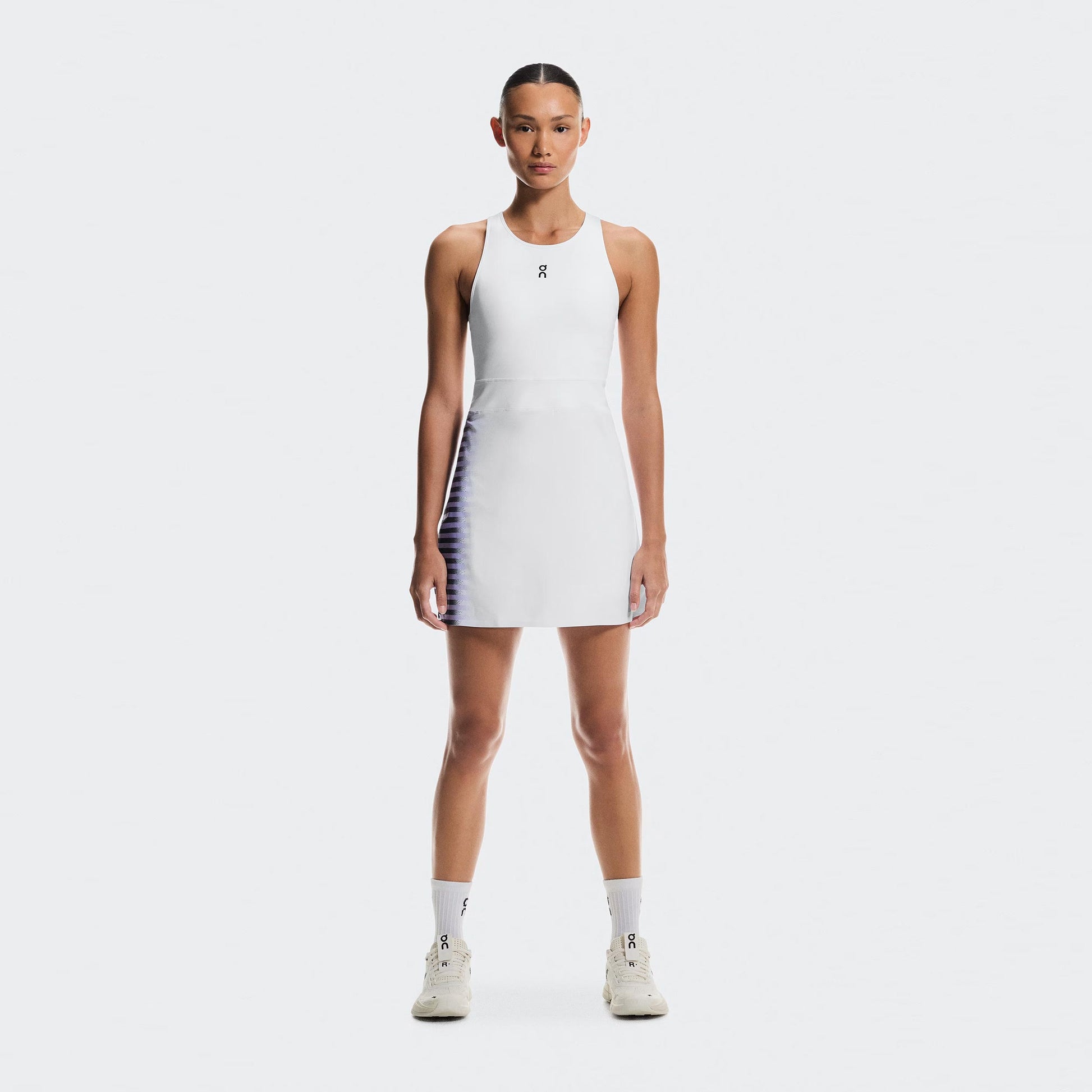 On Court Split Edge Jurk Dames - wit, zwart