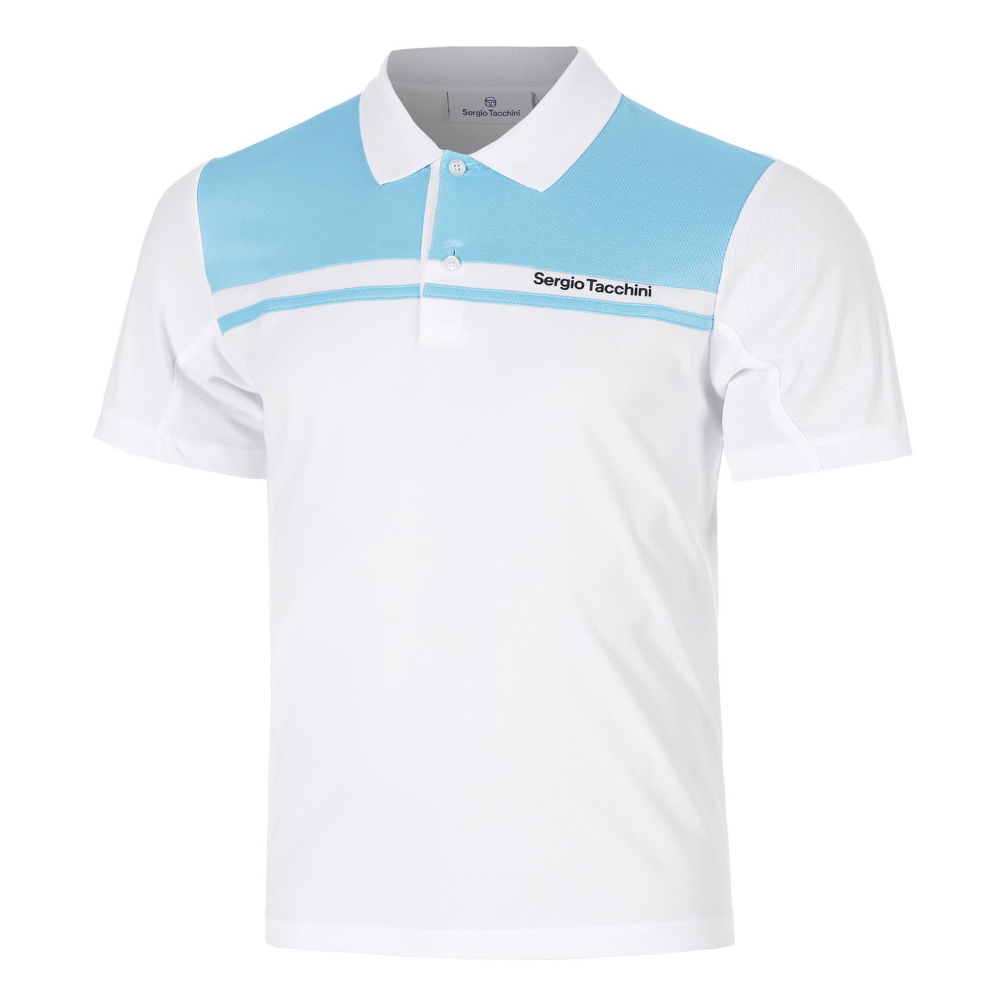 Sergio Tacchini Riflesso Polo Heren - wit, lichtblauw