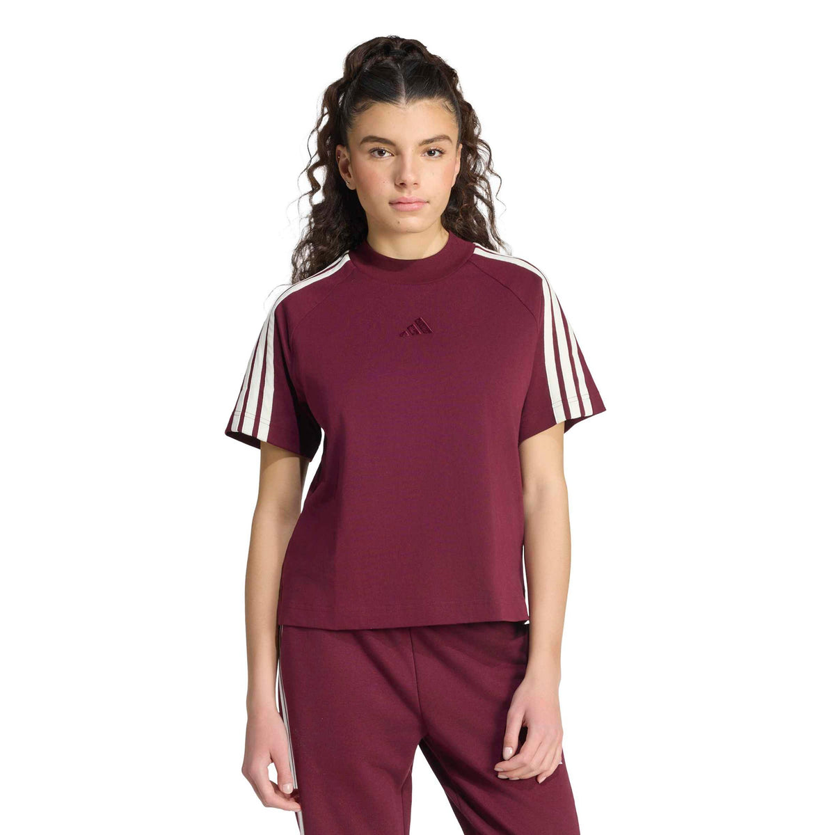 adidas 3Stripes T-shirt Dames - wijnrood, wit