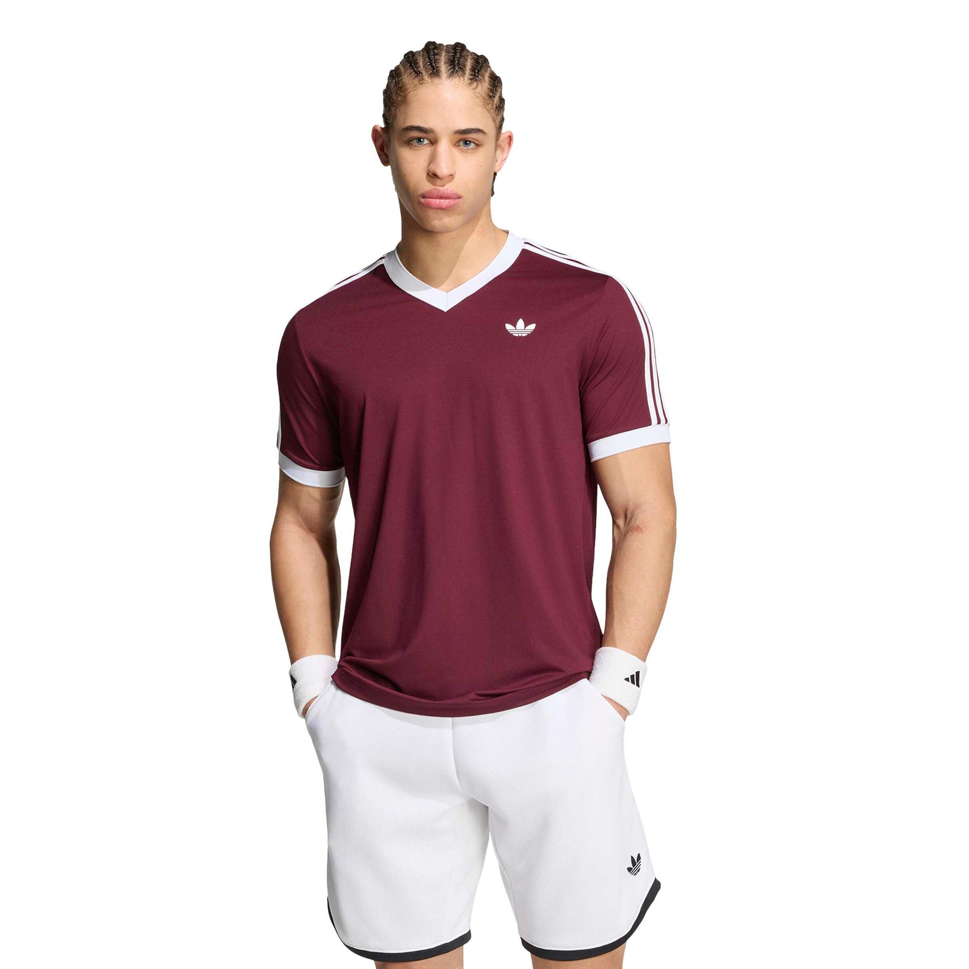 adidas Classics T-shirt Hommes - rouge vin, blanc