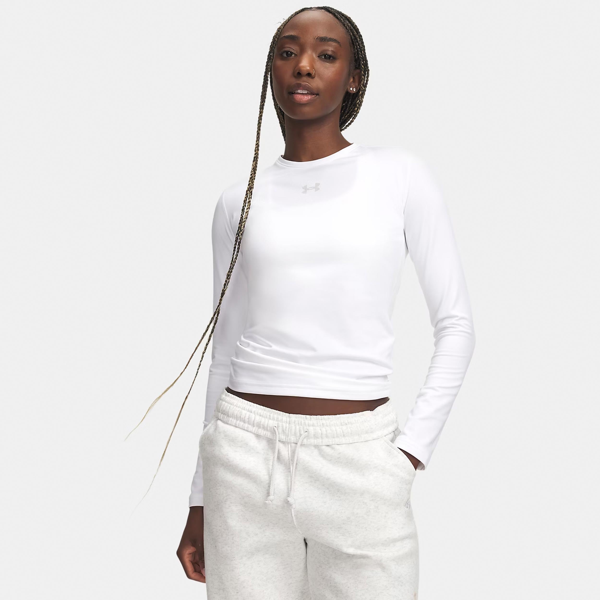 Under Armour ColdGear Crew Haut manches longues Femmes - blanc, gris clair