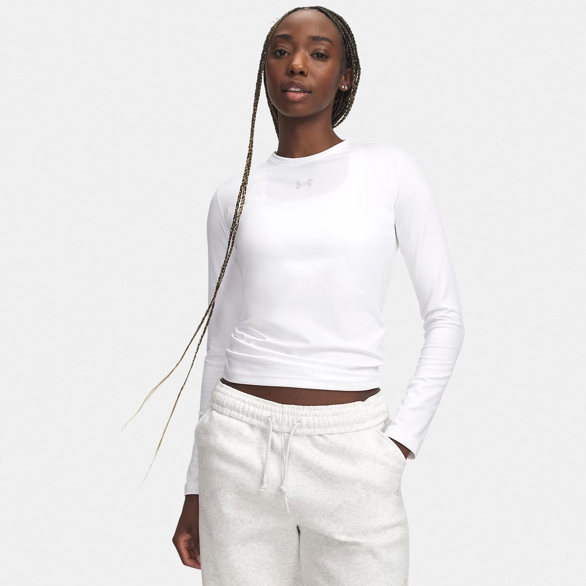 Under Armour ColdGear Crew Longsleeve Dames - wit, lichtgrijs
