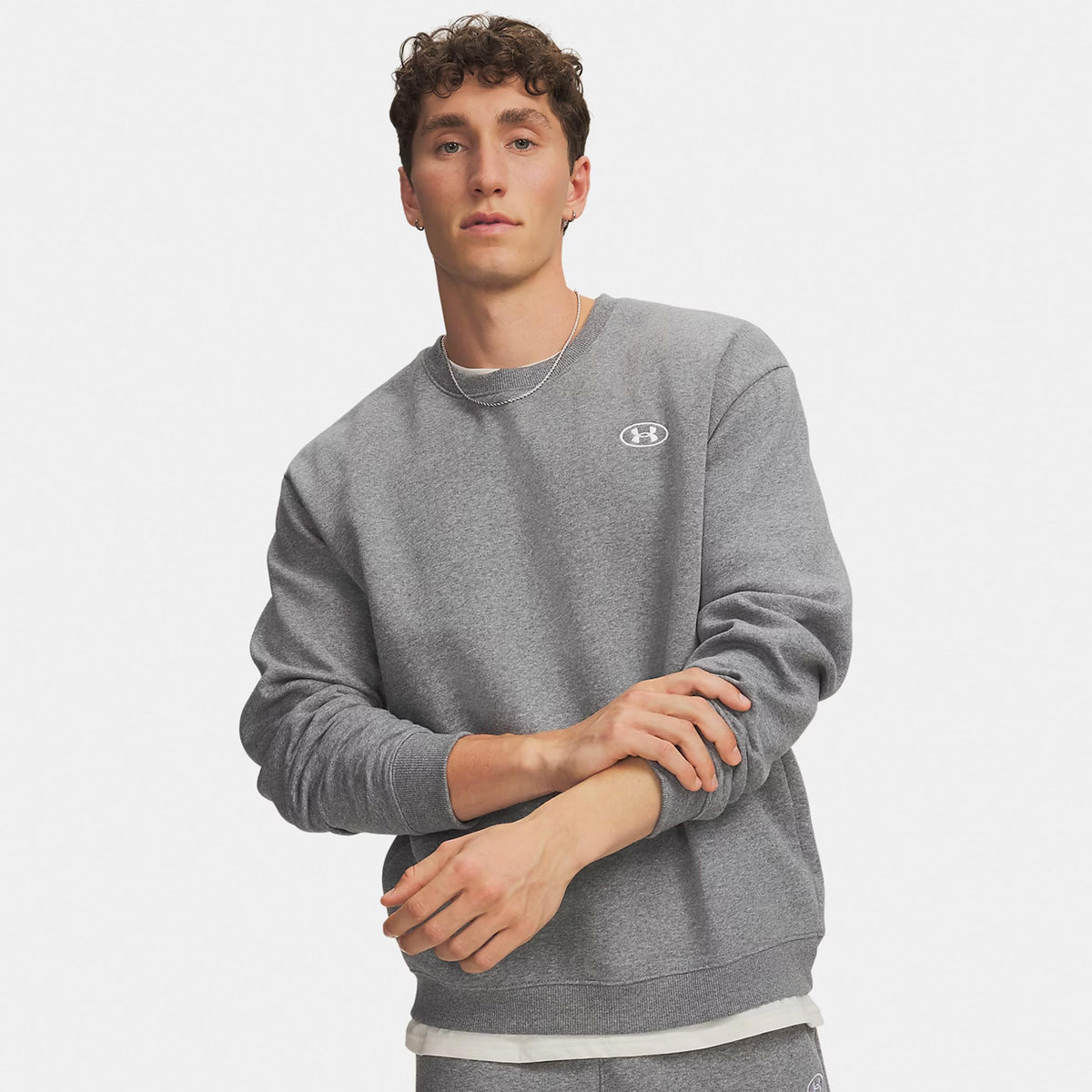 Under Armour Rival Fleece Crew Sweatshirt Heren - grijs, wit