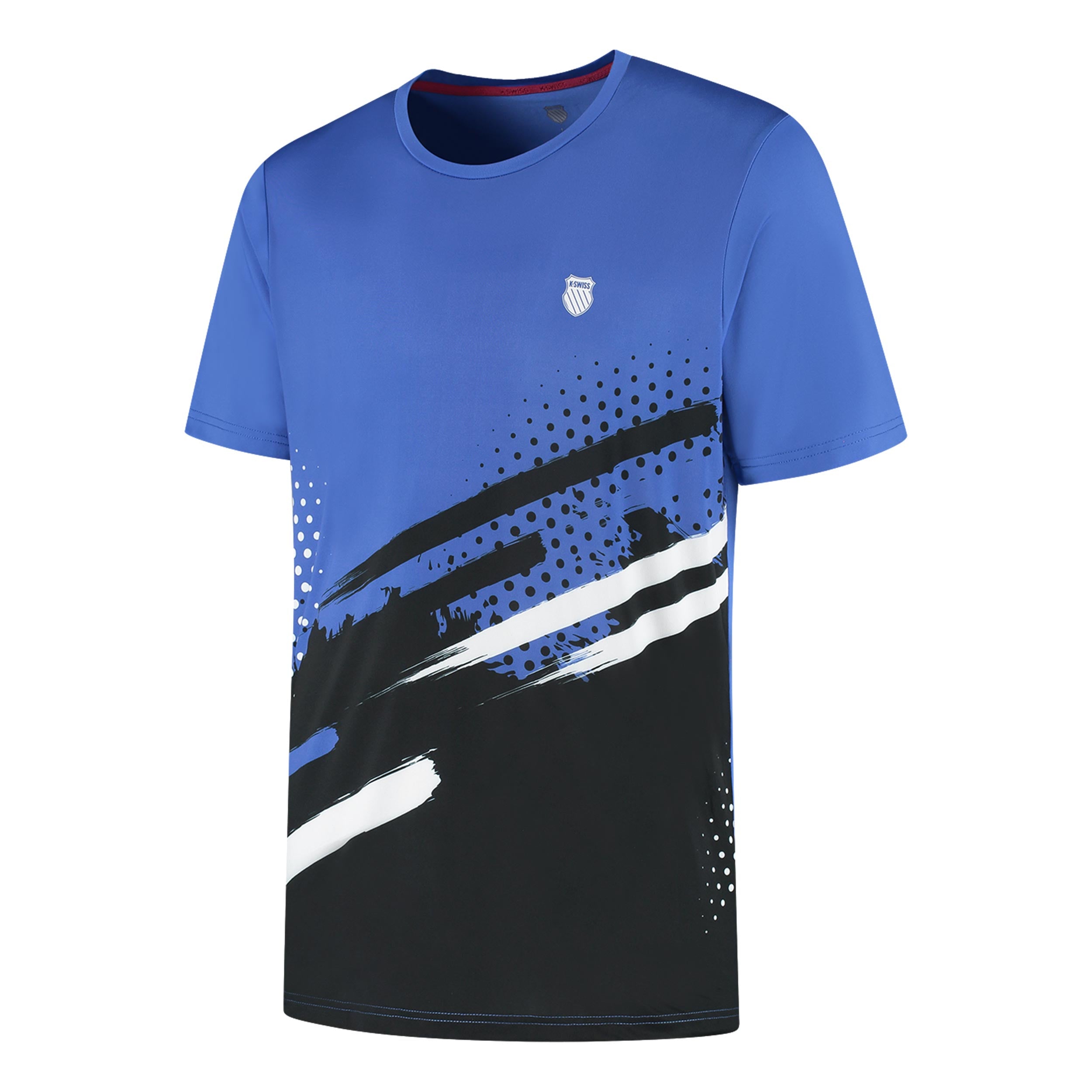 K-Swiss Hypercourt Print Crew Stripe T-shirt Heren - blauw, donkerblauw