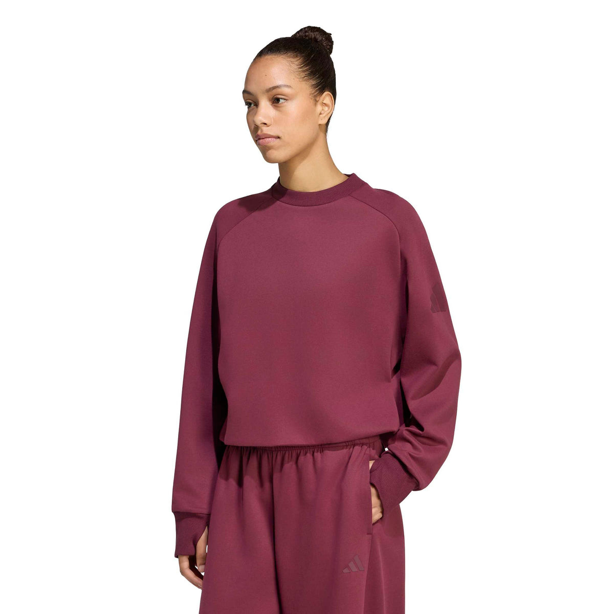 adidas Soft Lux Winter Knit Sweatshirt Dames - wijnrood