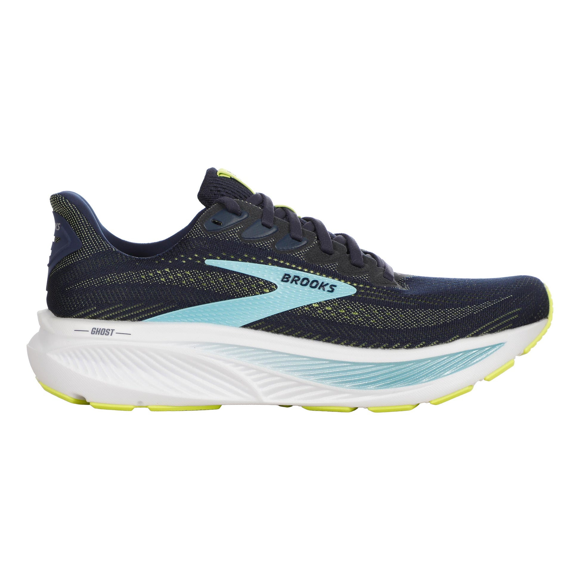Brooks Ghost 17 Neutrale schoen Heren - donkerblauw, limoen