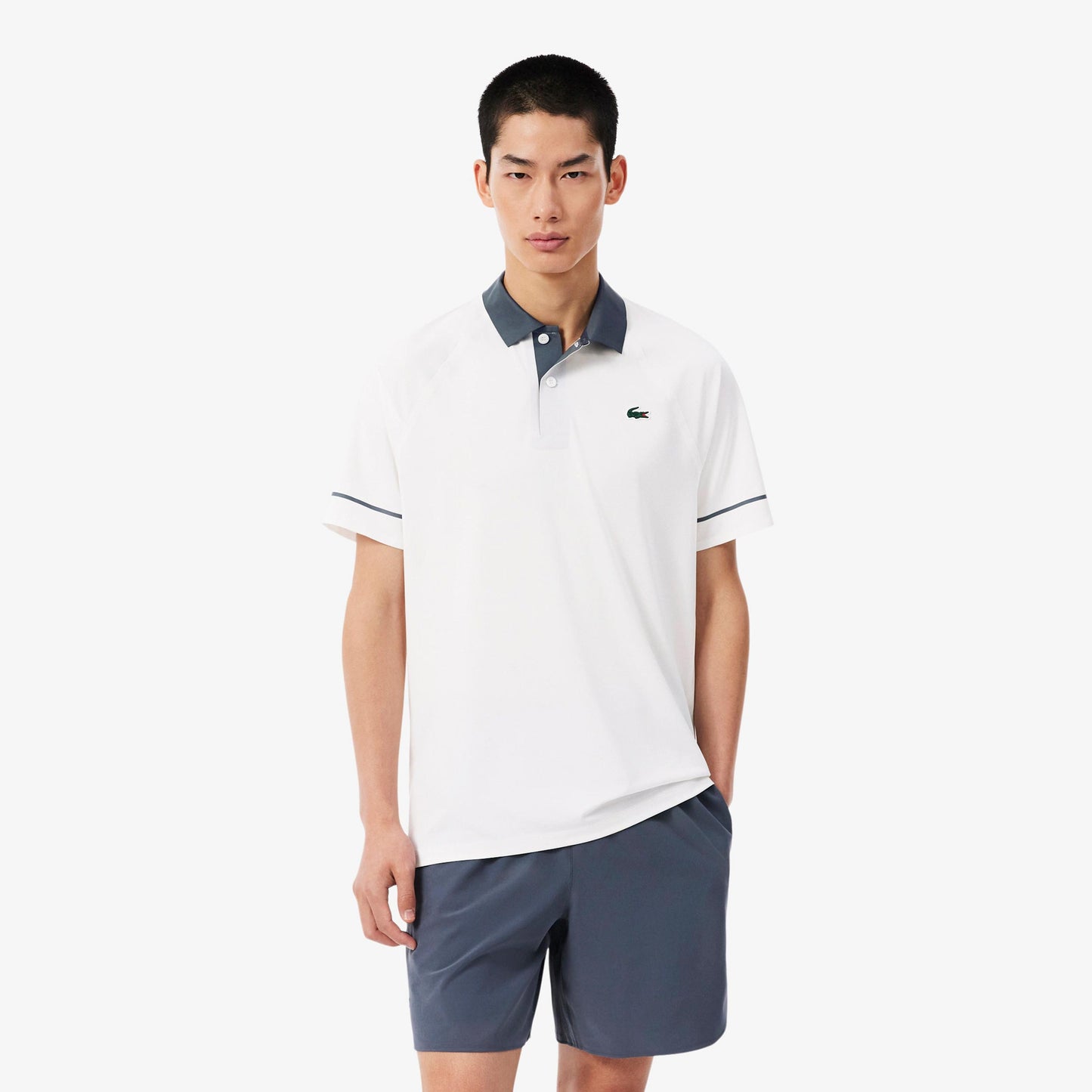 Lacoste Polo Heren - wit, grijsblauw