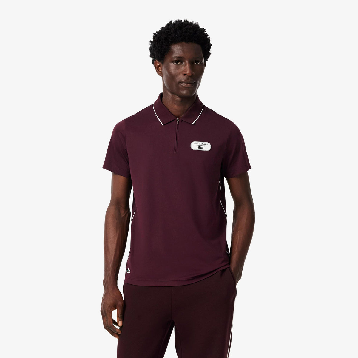 Lacoste Polo Heren - donkerrood, wit
