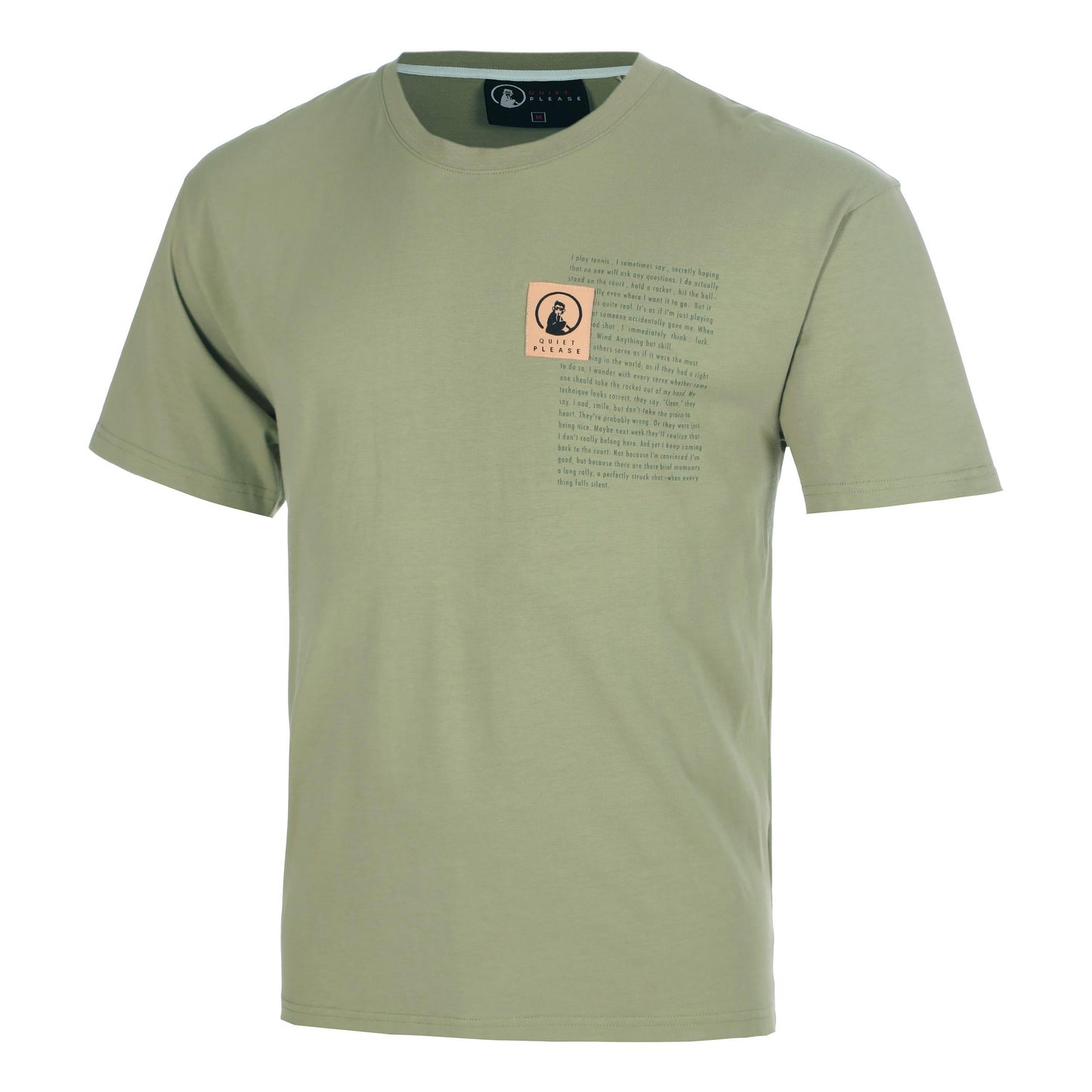 Quiet Please Thoughts Patch Loose Fit T-shirt Hommes - kaki