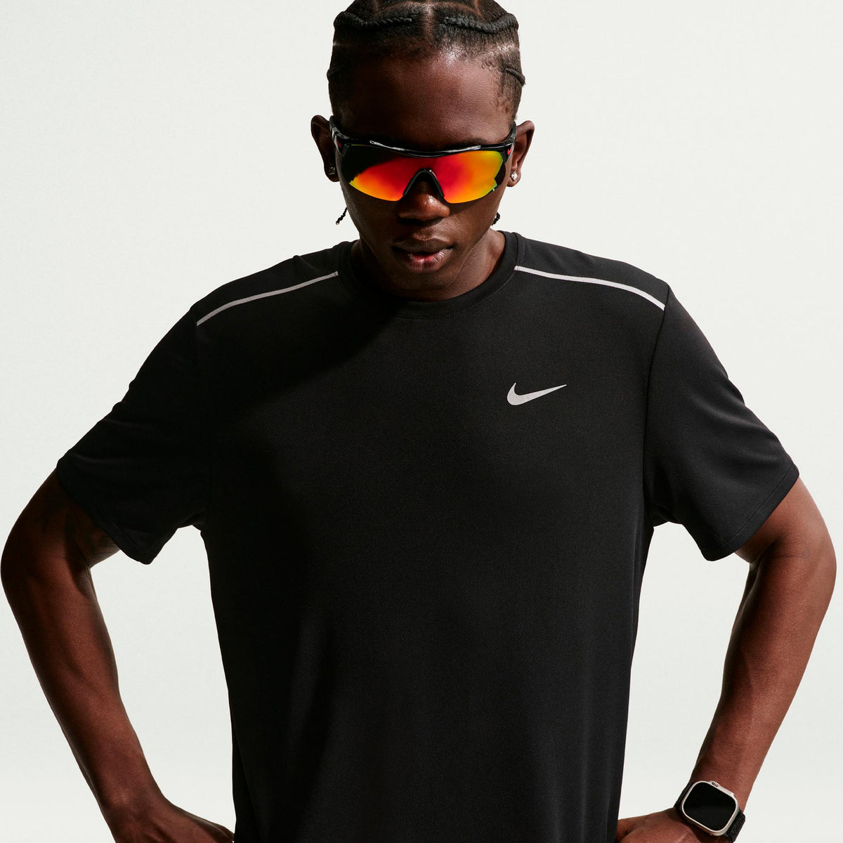 Nike Miler  Maillot de course Hommes - noir, argent
