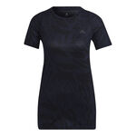 adidas Kleding adidas Fast All Over Print Hardloopshirt Dames-Blauw,Zwart