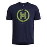 Run Everywhere Wreath SS Hardloopshirt Heren-Donkerblauw,Neongeel