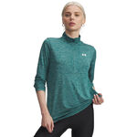 Under Armour Kleding Under Armour Tech 1/2 Zip-Twist Longsleeve Dames-groen, wit