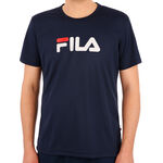 Fila Kleding Fila Logo T-shirt Heren - donkerblauw, wit