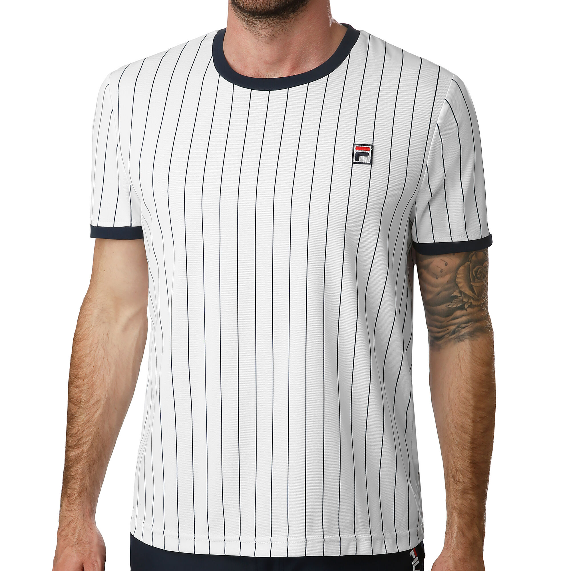 seks Zwitsers Menda City Fila Stripes T-shirt Heren - Wit, Donkerblauw online kopen | Tennis-Point