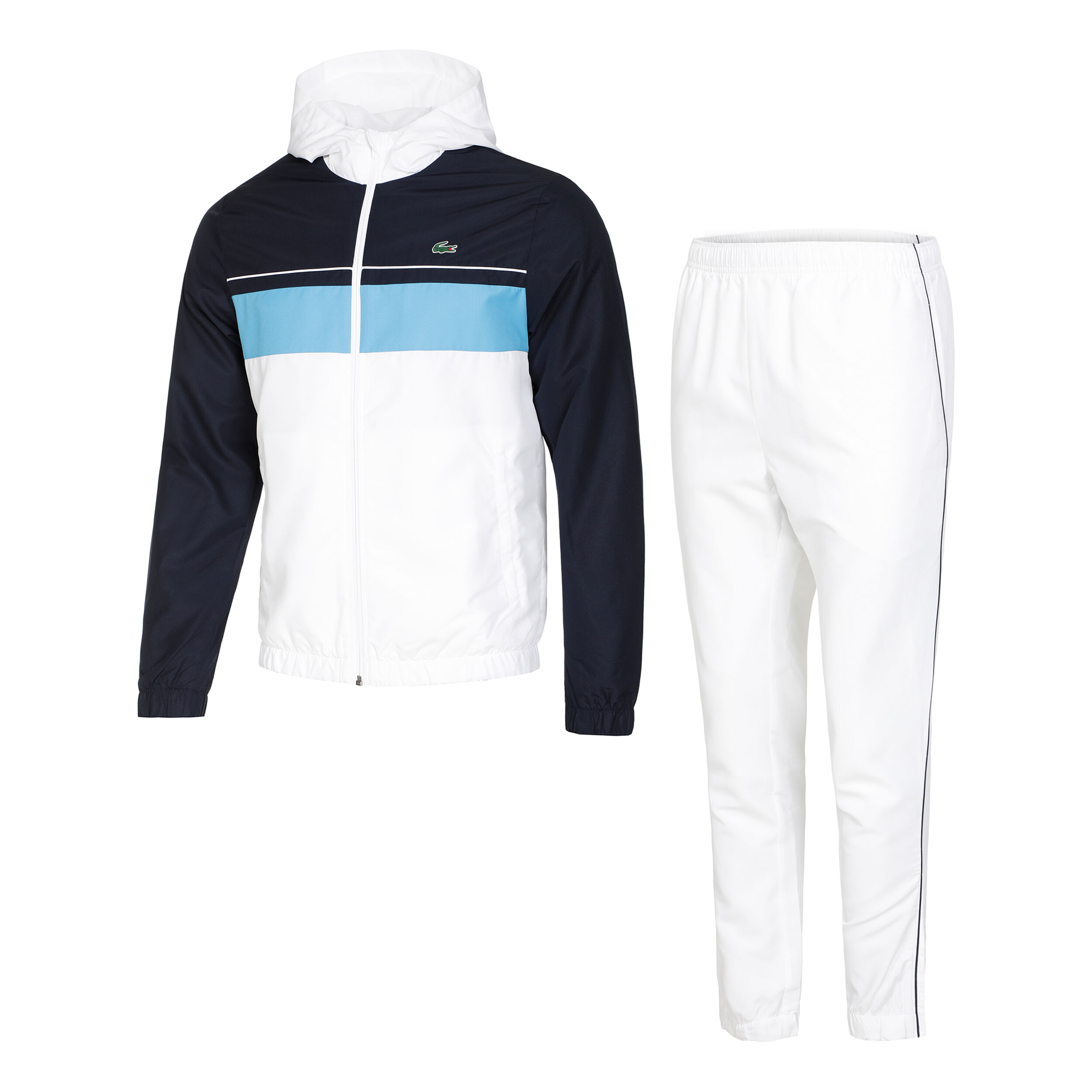 Lacoste trainingspak blauw wit sales