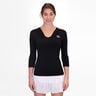 Crew V-Neck Longsleeve Dames-Zwart